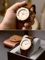 Hublot Light Gold Watch with Brown Leather Strap | Luxury Designer Wristwatch - Image 8