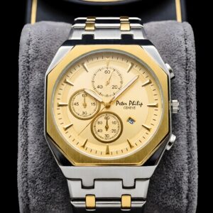 Petes Philip luxury men watch gold dial Stainless Steel Strap