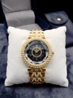 Recent Ladies Black Dial Golden Diamond Watch – Luxury Quartz Wrist Watch for Women - Image 4