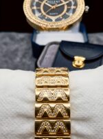 Recent Ladies Black Dial Golden Diamond Watch – Luxury Quartz Wrist Watch for Women - Image 2