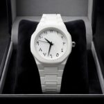 White Arabic Aura men wrist watch with stylish Arabic dial and premium strap
